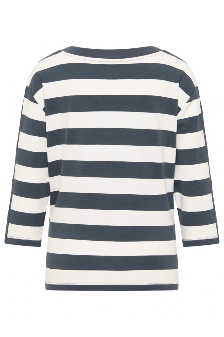 Barbara Lebek 77110032 Grey White Stripe Motif Top - Rouge Boutique
