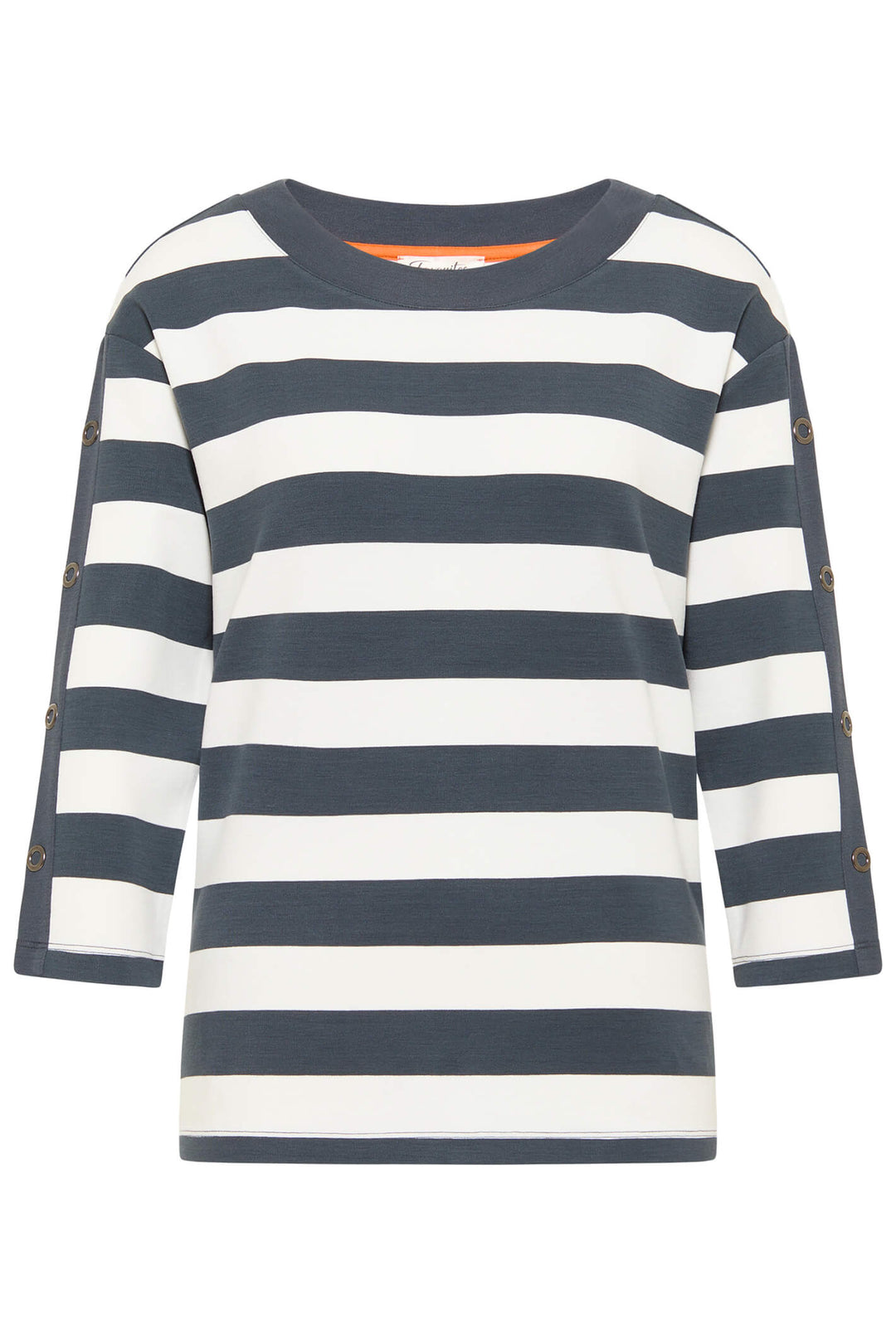 Barbara Lebek 77110032 Grey White Stripe Motif Top - Rouge Boutique