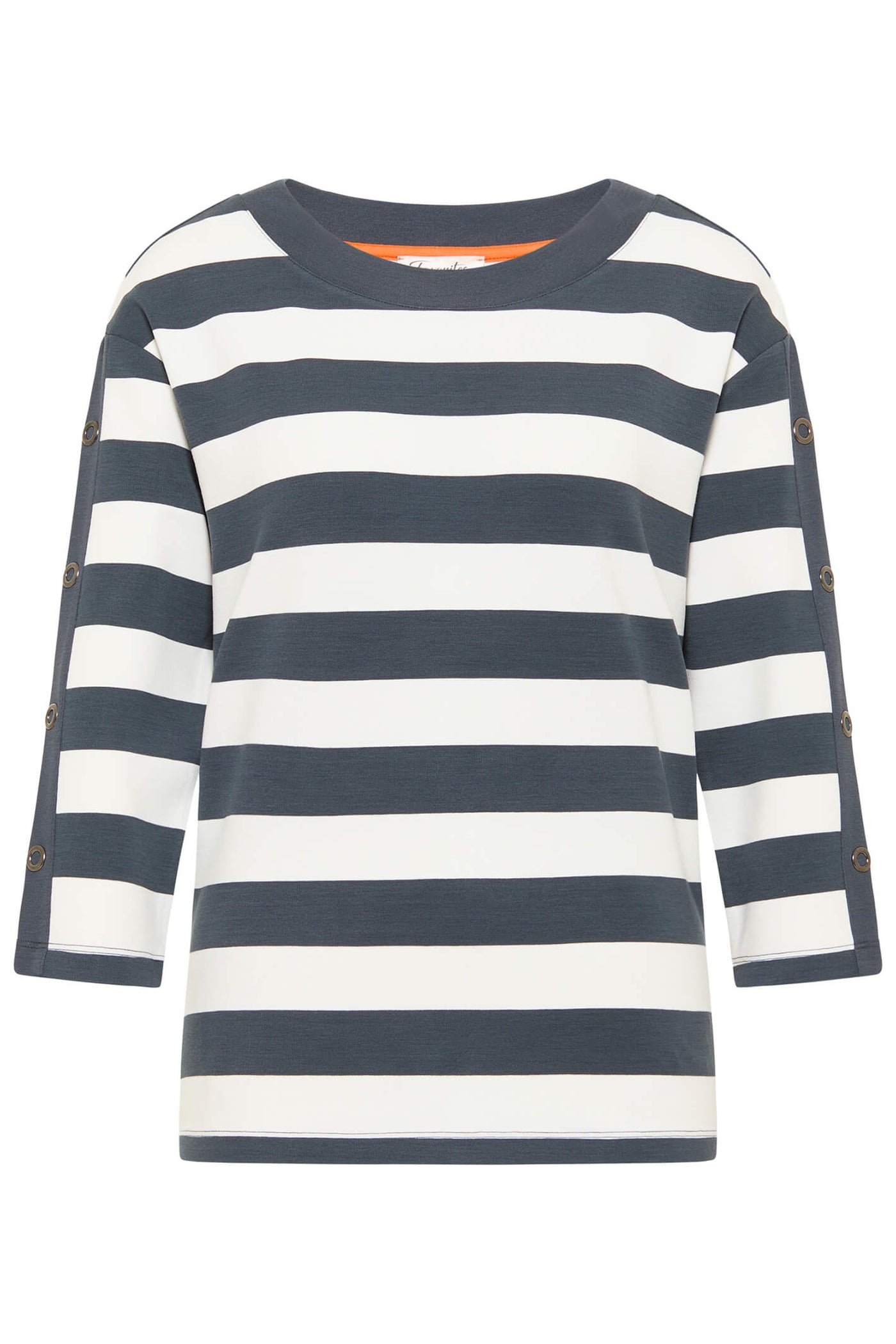Barbara Lebek 77110032 Grey White Stripe Motif Top - Rouge Boutique