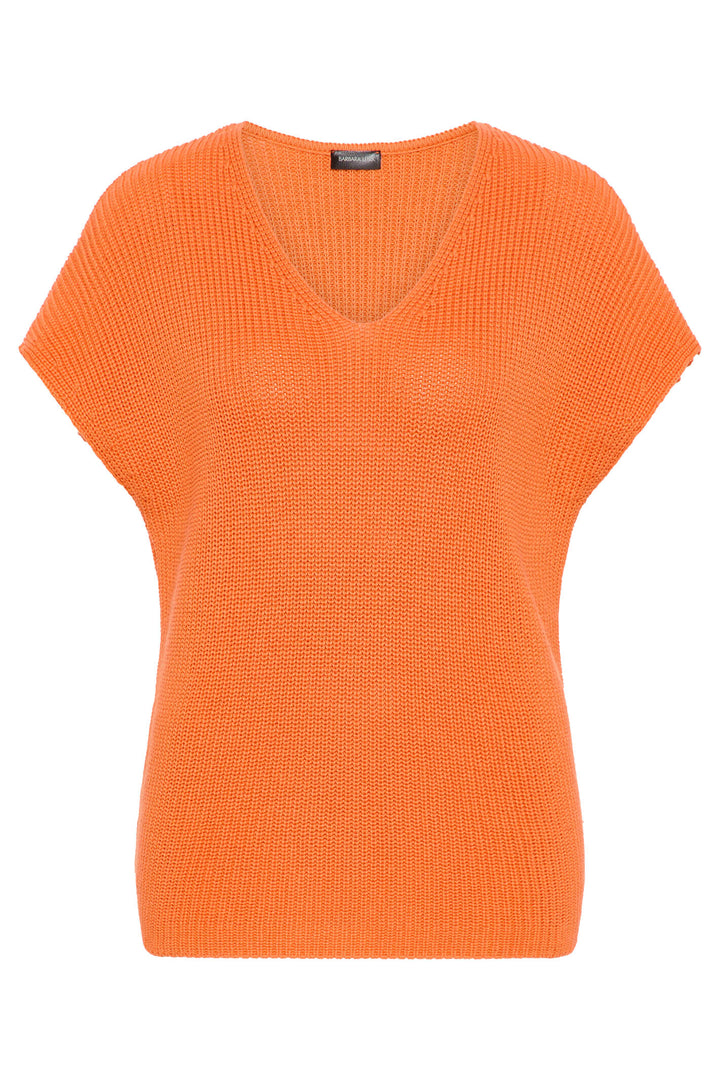 Barbara Lebek 80100032 Orange Cap Sleeve V-Neck Slipover Jumper - Rouge Boutique