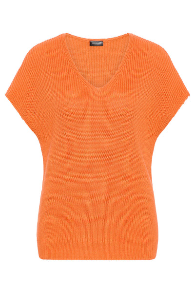 Barbara Lebek 80100032 Orange Cap Sleeve V-Neck Slipover Jumper - Rouge Boutique