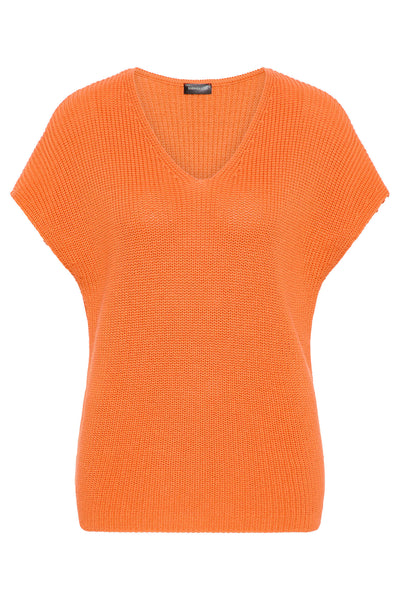 Barbara Lebek 80100032 Orange Cap Sleeve V-Neck Slipover Jumper - Rouge Boutique