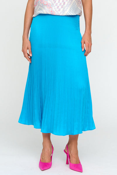 Bariloche Almibar Turquoise Blue Pleated Midi Skirt - Rouge Boutique Inverness