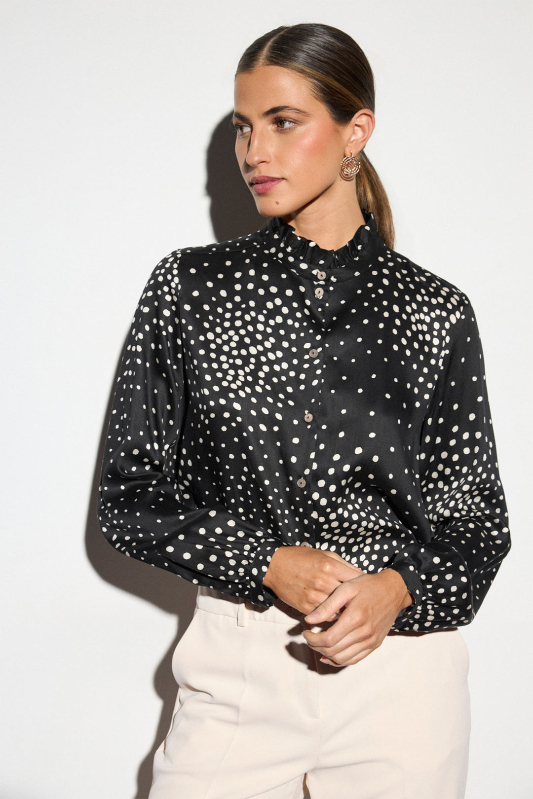 Bariloche Benaoca Black Spot Print Shirt, front