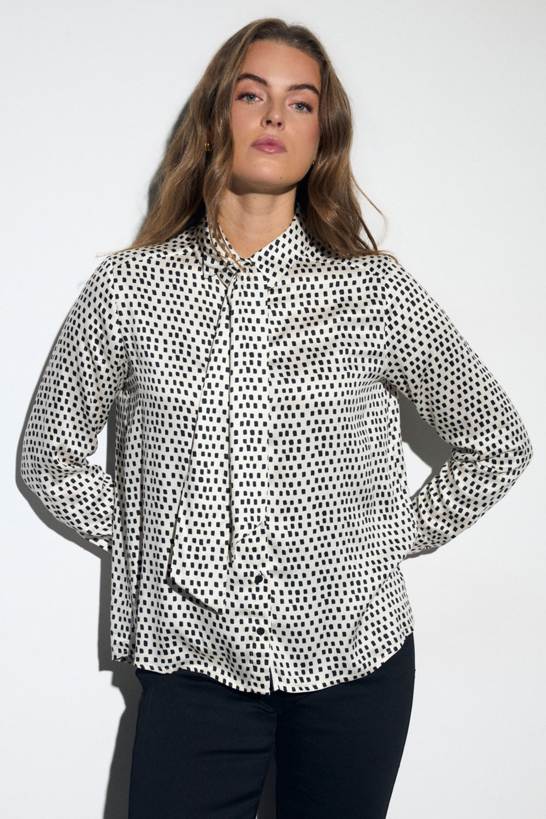 Bariloche Calatayud Black Rectangle Print Shirt, front