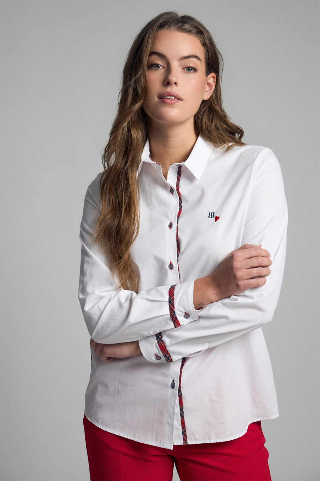 Bariloche Joncet White Tartan Detail Shirt, front