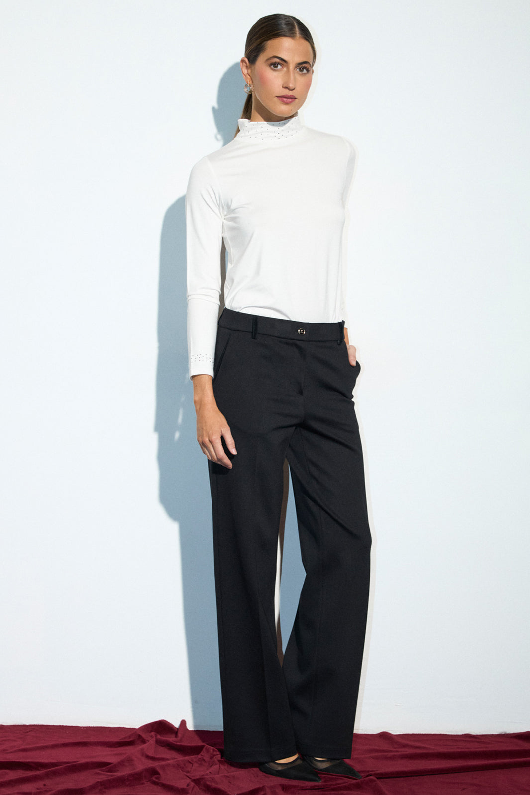 Bariloche Sineu Black Wide Leg Trousers, front