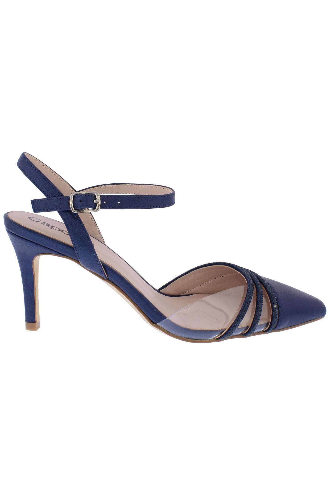 Capollini C231 Ophelia Navy Heeled Sling Back Occasion Shoe - Rouge Boutique Inverness