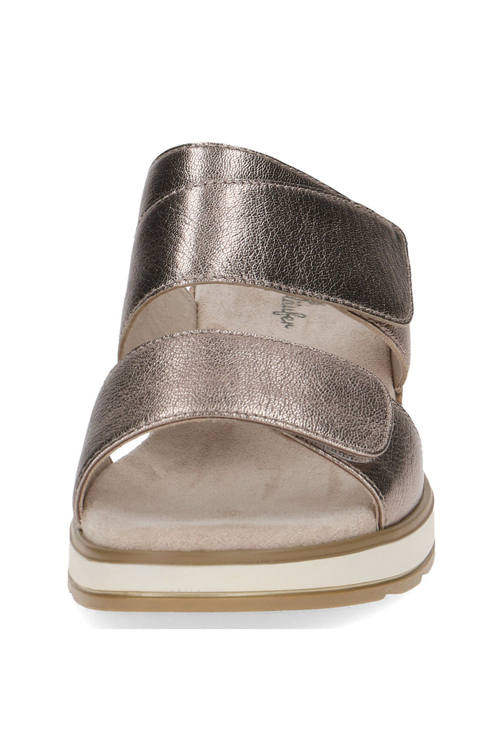 Caprice 9-27250-42 341 Taupe Metallic Memotion Wedge Sandals - Rouge Boutique Inverness