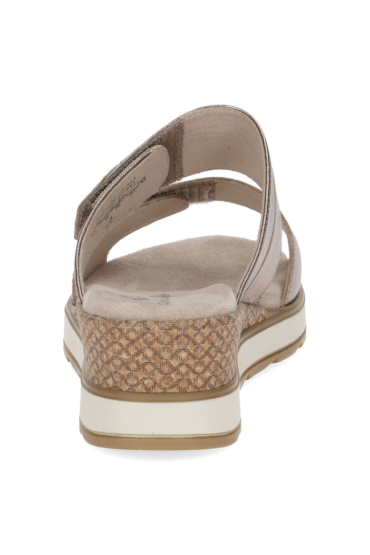 Caprice 9-27250-42 341 Taupe Metallic Memotion Wedge Sandals - Rouge Boutique Inverness