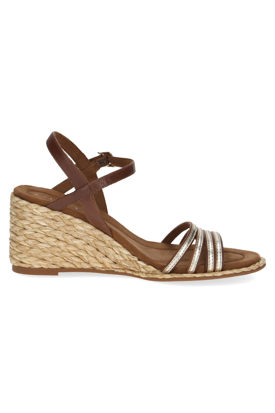 Caprice 9-28305-42 399 Cognac Gold Memotion Wedge Sandals -  Rouge Boutique Inverness