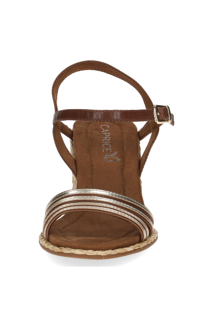 Caprice 9-28305-42 399 Cognac Gold Memotion Wedge Sandals -  Rouge Boutique Inverness