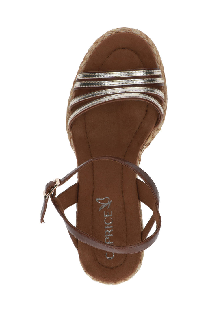 Caprice 9-28305-42 399 Cognac Gold Memotion Wedge Sandals -  Rouge Boutique Inverness