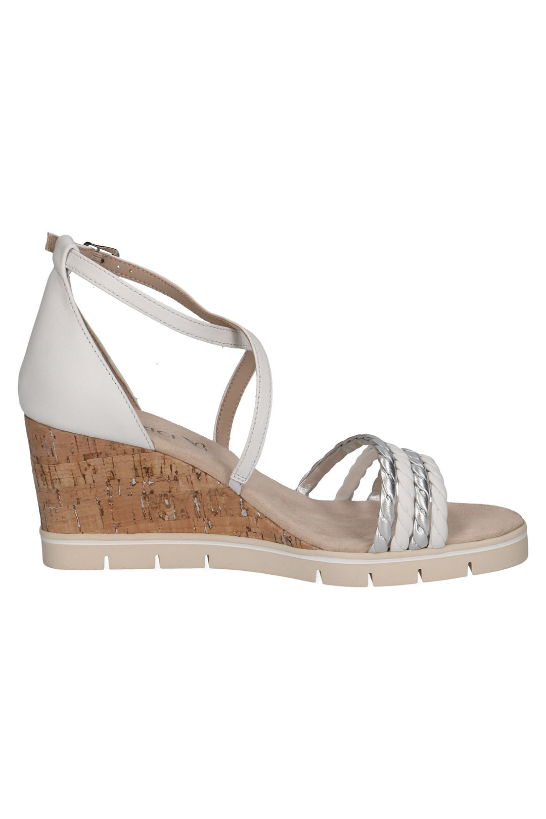 Caprice 9-28312-42 191 White Silver Memotion Wedge Sandals - Rouge Boutique Inverness