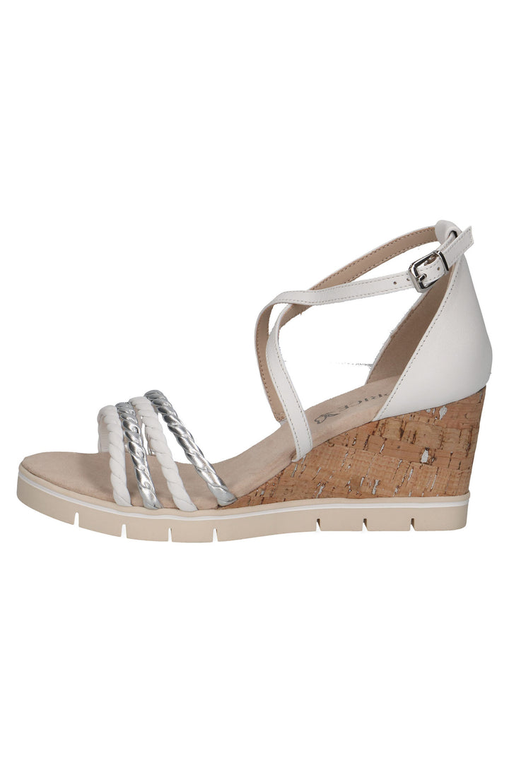 Caprice 9-28312-42 191 White Silver Memotion Wedge Sandals - Rouge Boutique Inverness