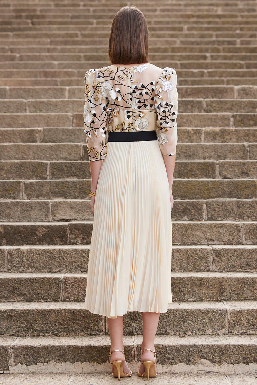 Carla Ruiz 99516 Beige Pleated Occasion Dress - Rouge Boutique