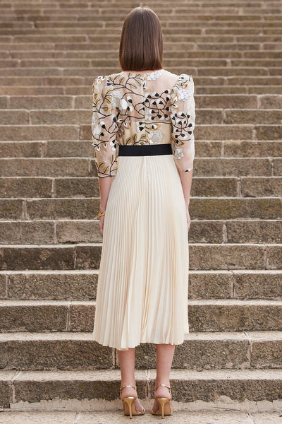 Carla Ruiz 99516 Beige Pleated Occasion Dress - Rouge Boutique