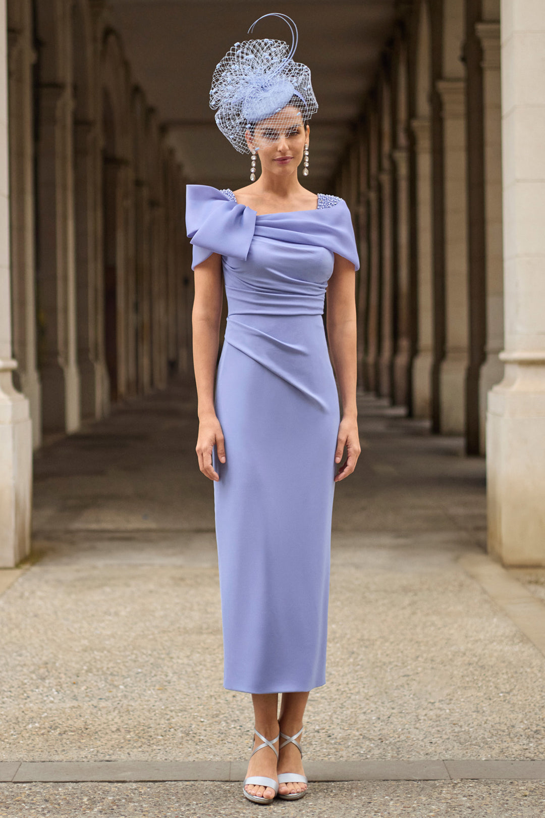 Couture Club Lavender Crepe Evening Dress 2G15, front view full length