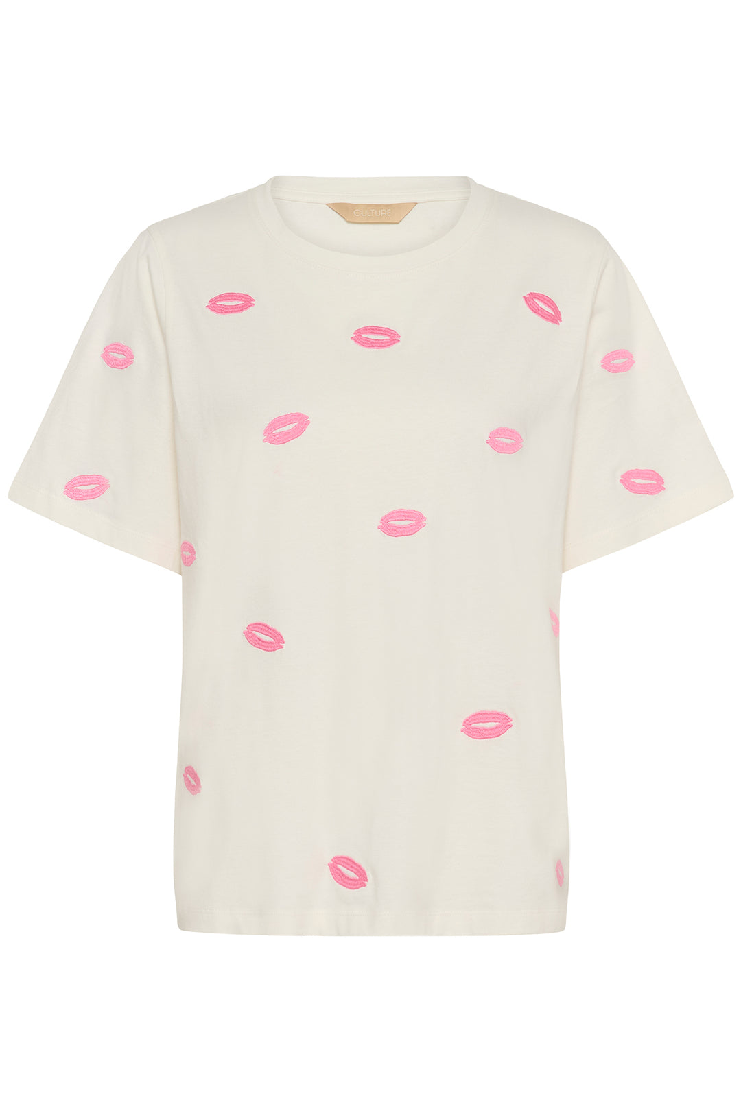 Culture CUkissy 50112944 Spring Gardenia Embroidered Lips T-Shirt