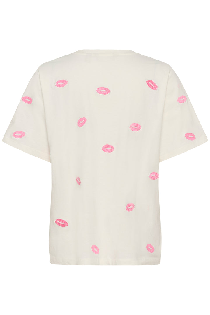 Culture CUkissy 50112944 Spring Gardenia Embroidered Lips T-Shirt