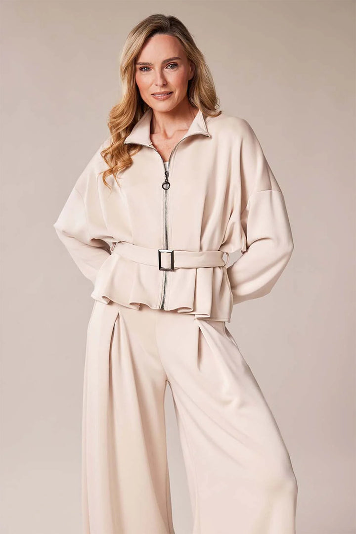 Deck 20110 Beige 2-Piece Zip-Front Top &amp; Trouser Leisure Set