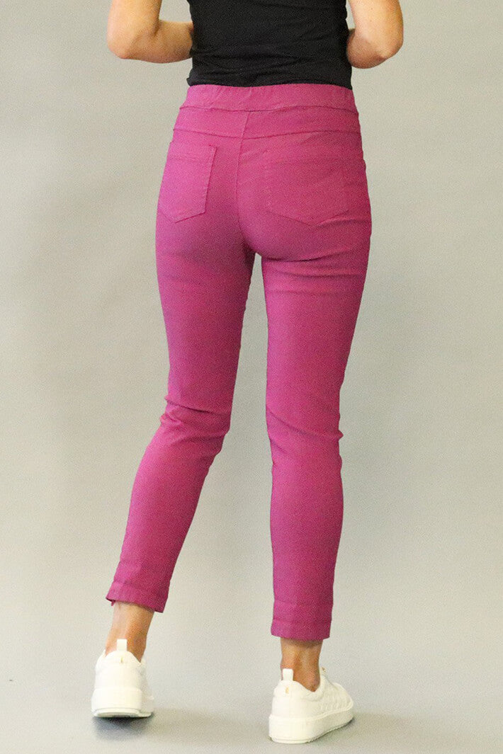 Deck 2305 Magenta Pink Stretch Elastic Waist Pull-On Trouser - Rouge Boutique Inverness