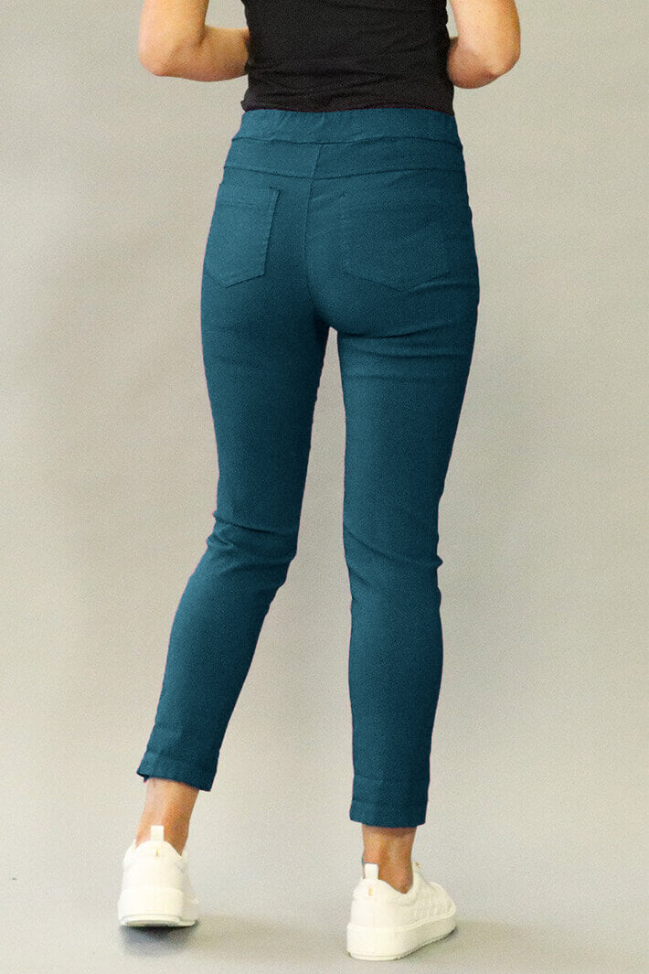 Deck 2305 Teal Stretch Elastic Waist Pull-On Trouser - Rouge Boutique Inverness