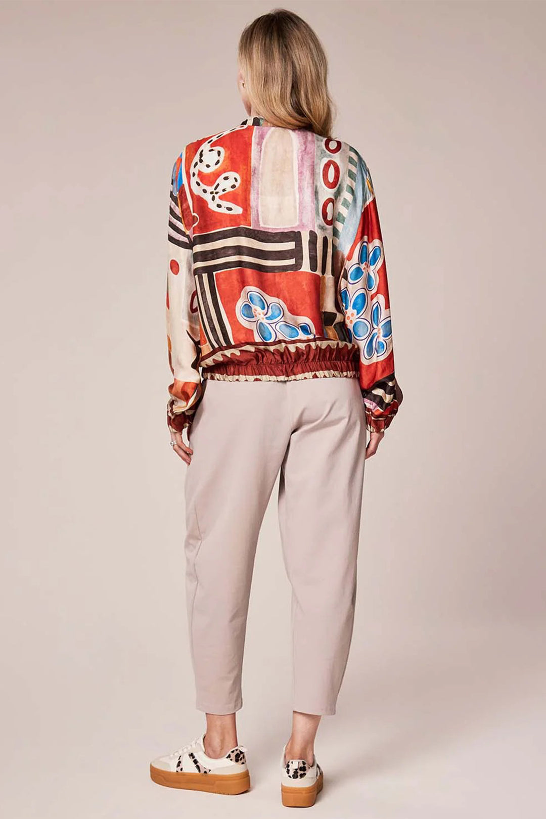 Deck 2511 Taupe Barrel Leg Pull-On Cropped Trousers