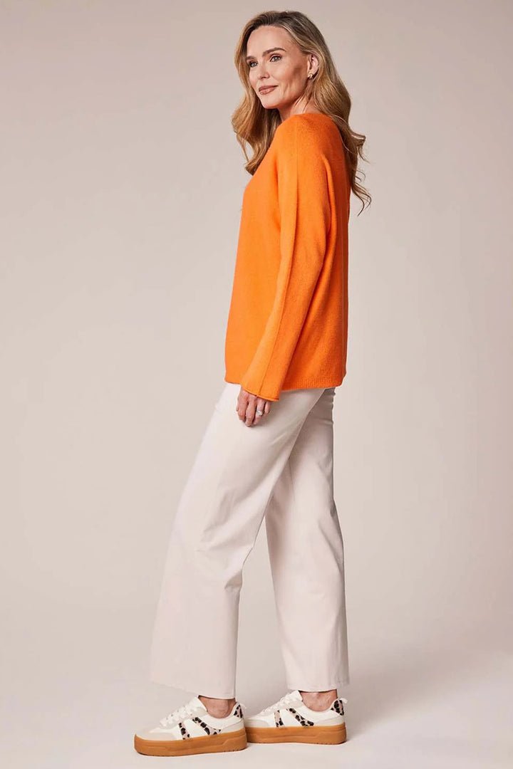 Deck 603 Orange V-Neck Relaxed Fit Boyfriend Jumper