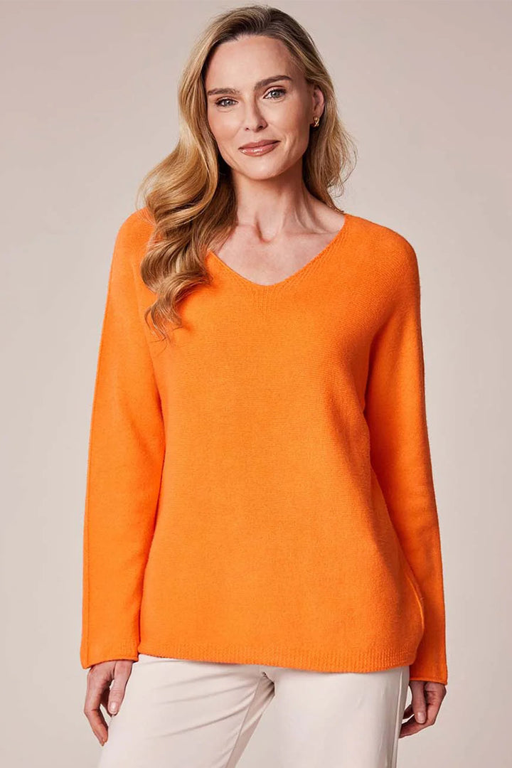 Deck 603 Orange V-Neck Relaxed Fit Boyfriend Jumper