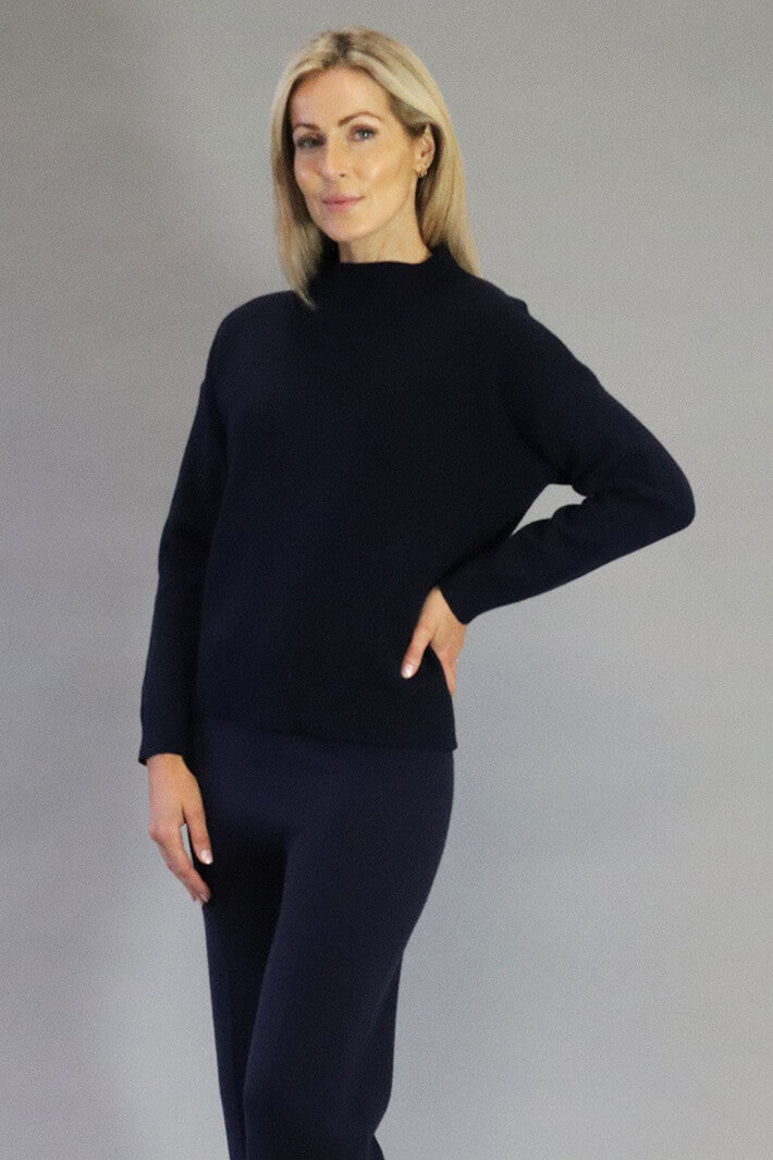 Deck Aria Navy Two Piece Knitted Jumper & Trouser Loungewear Set - Rouge Boutique
