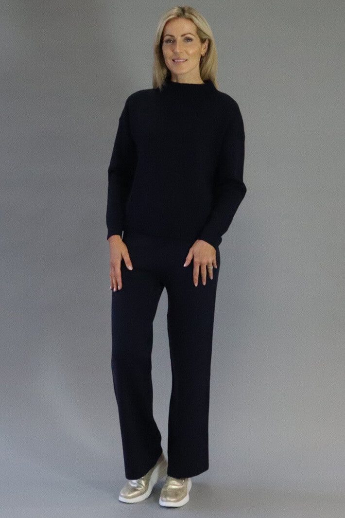 Deck Aria Navy Two Piece Knitted Jumper & Trouser Loungewear Set - Rouge Boutique