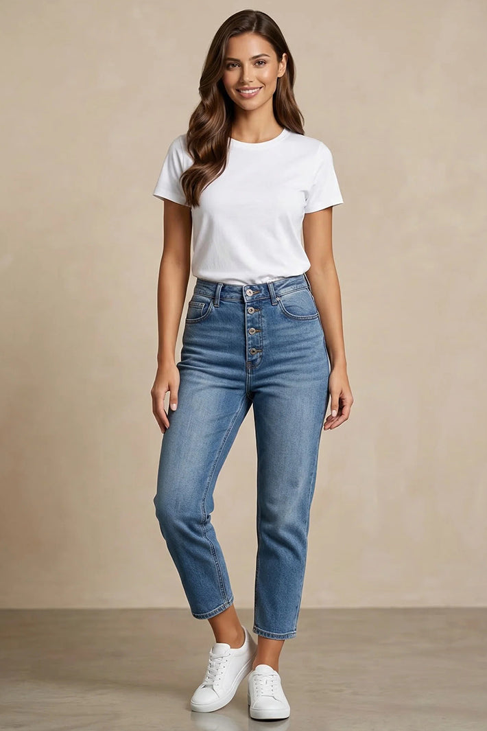 Deck MC7396 Blue Button Fly Denim Jeans