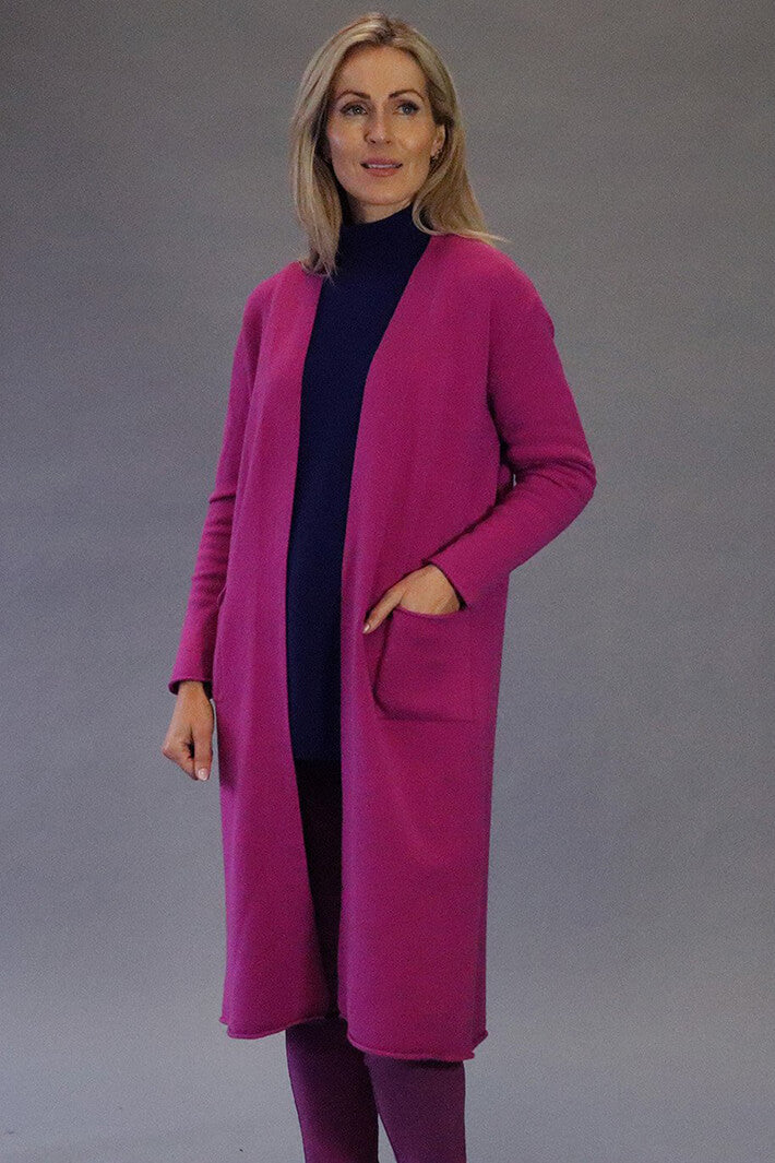 Deck Z1610 Magenta Pink Long Line Super Soft Cardigan - Rouge Boutique