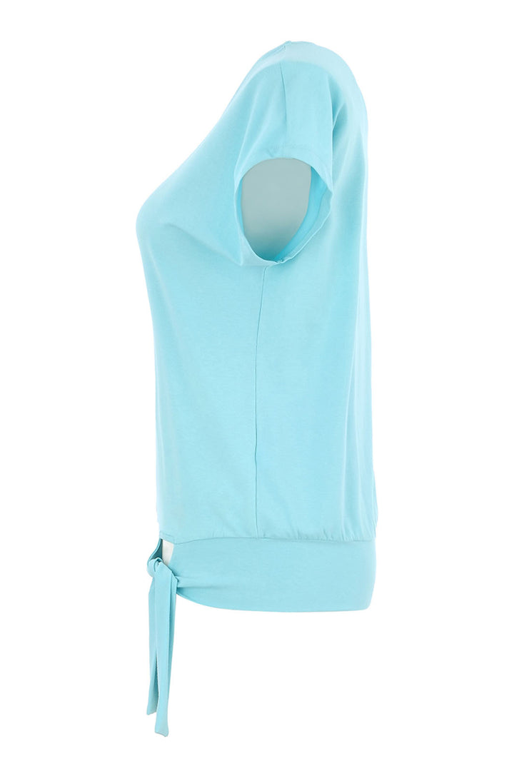 Dolcezza 25252 Seafoam Blue Tie Waist Top - Rouge Boutique