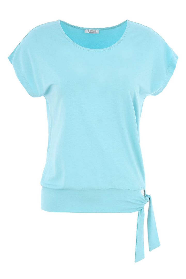 Dolcezza 25252 Seafoam Blue Tie Waist Top - Rouge Boutique