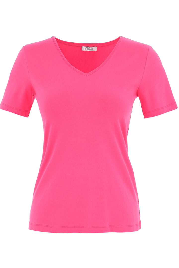 Dolcezza 25501 Fuchsia Pink V-Neck T-Shirt Top - Rouge Boutique Inverness