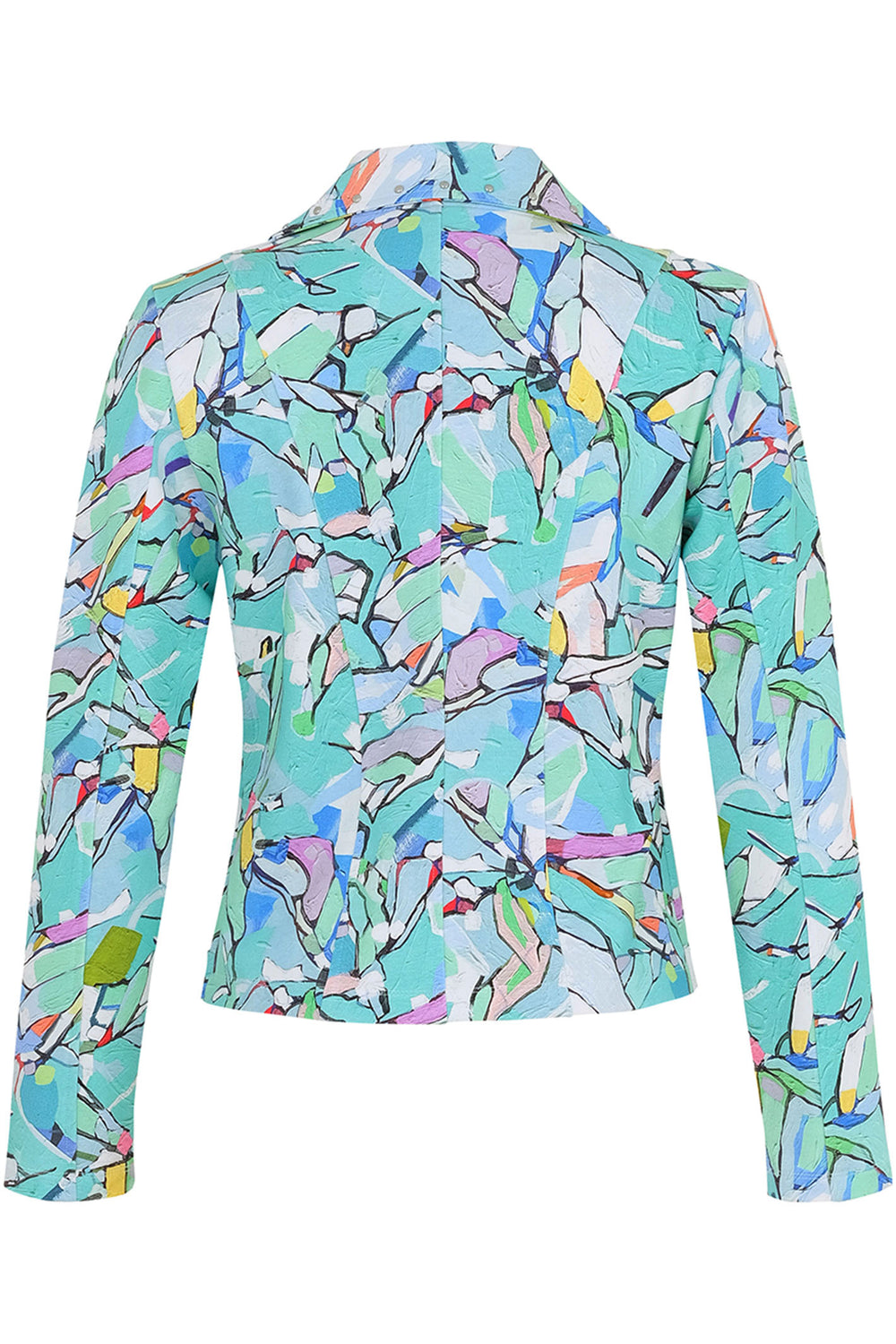 Dolcezza 25620 Blue Half Moon Morning Print Jacket - Rouge Boutique