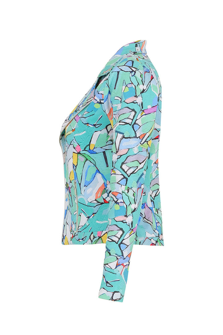 Dolcezza 25620 Blue Half Moon Morning Print Jacket - Rouge Boutique