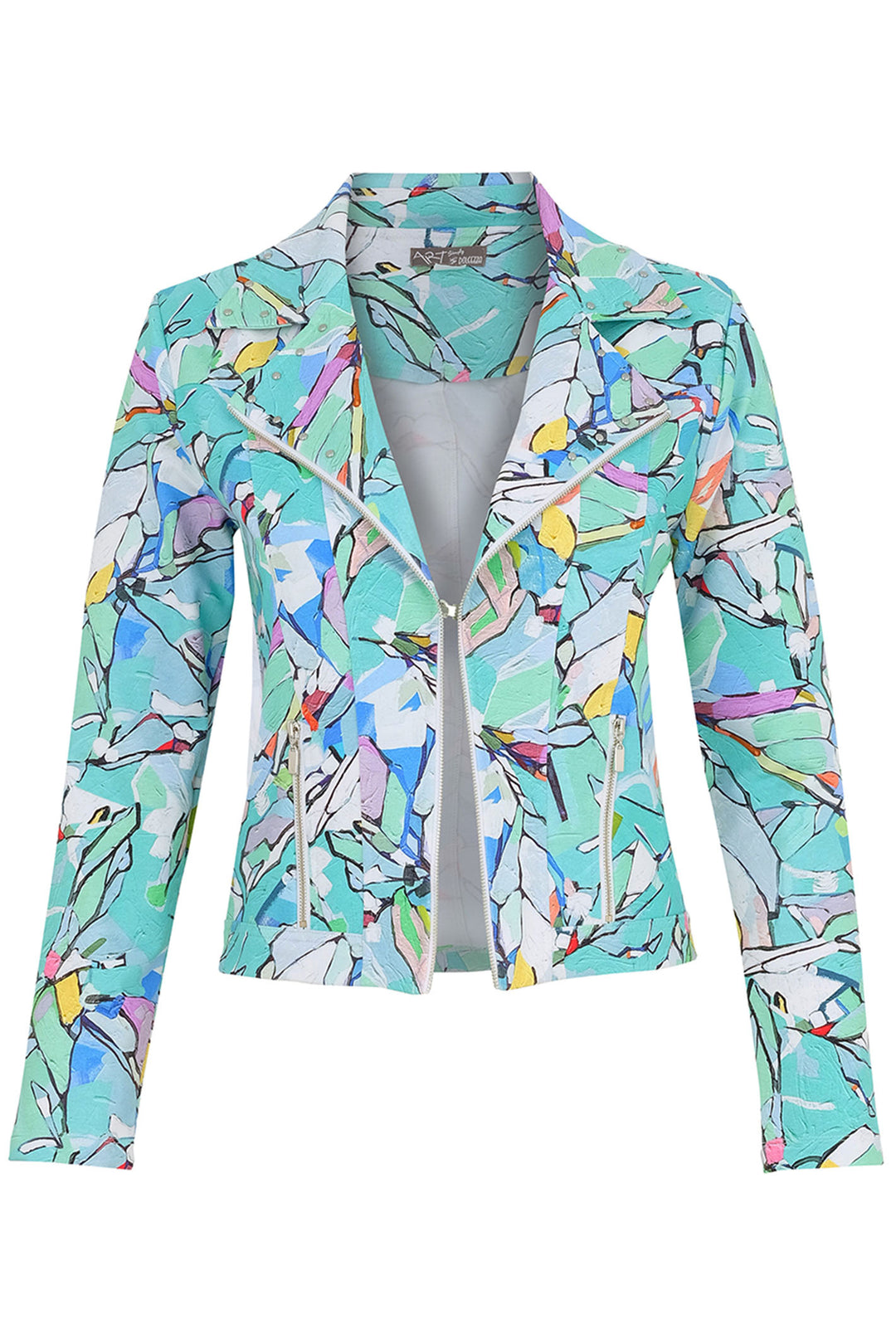 Dolcezza 25620 Blue Half Moon Morning Print Jacket - Rouge Boutique