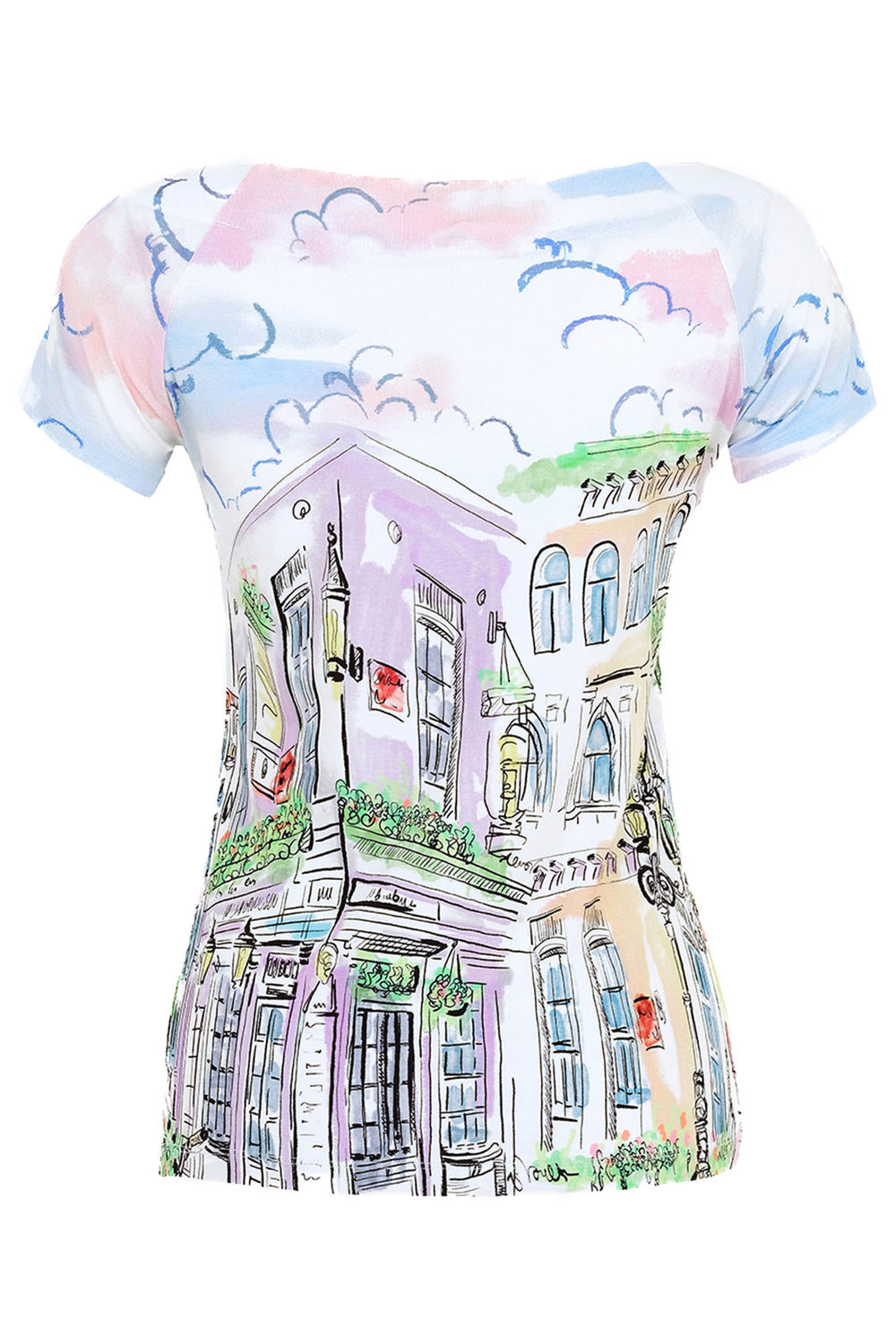 Dolcezza 25721 Parisian Print Top Short Sleeve - Rouge Boutique