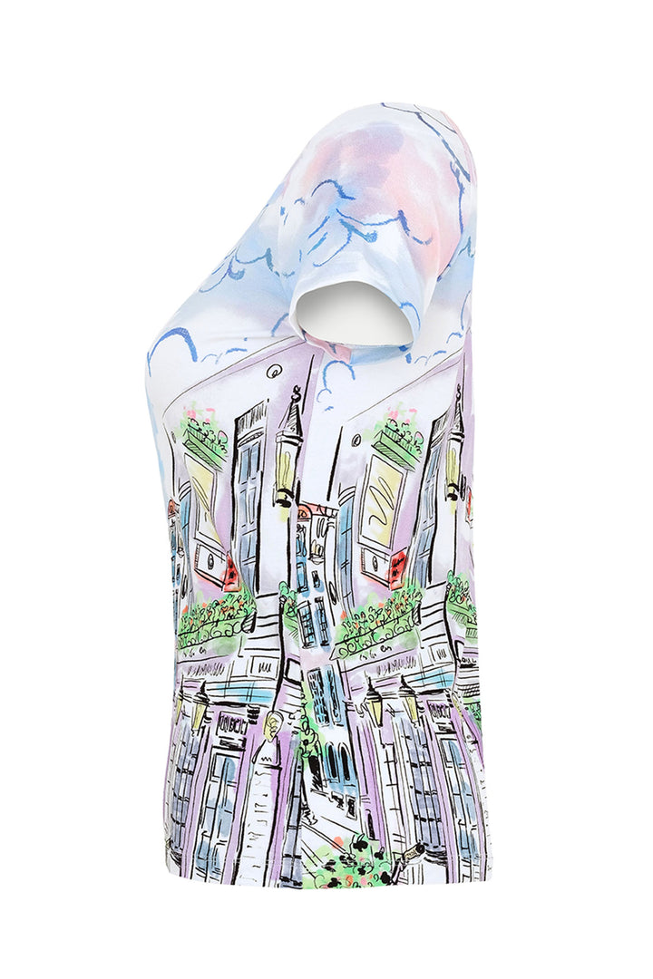Dolcezza 25721 Parisian Print Top Short Sleeve - Rouge Boutique