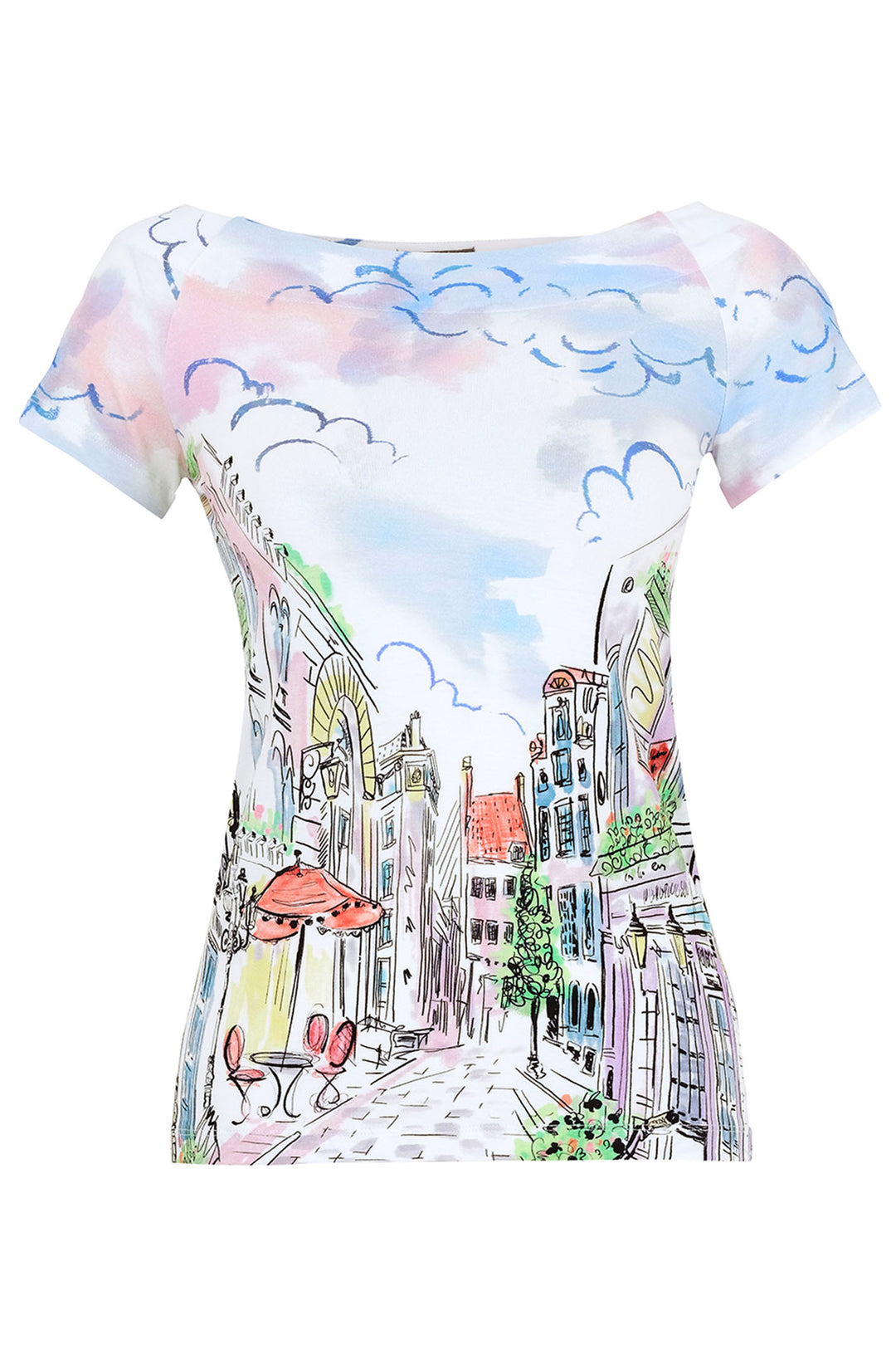 Dolcezza 25721 Parisian Print Top Short Sleeve - Rouge Boutique