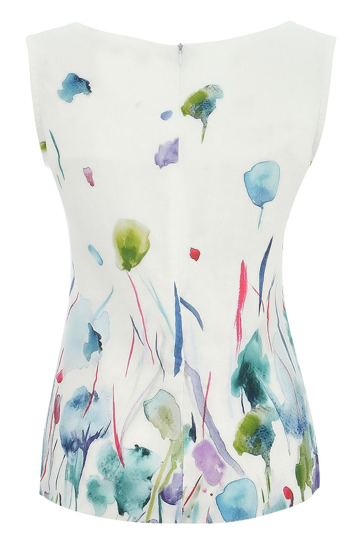Dolcezza 25780 Misty Blossom Print White Sleeveless Cami Top - Rouge Boutique