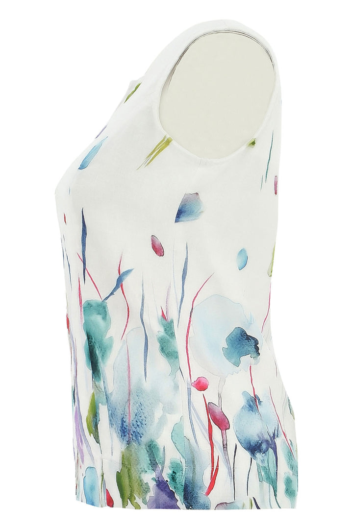 Dolcezza 25780 Misty Blossom Print White Sleeveless Cami Top - Rouge Boutique