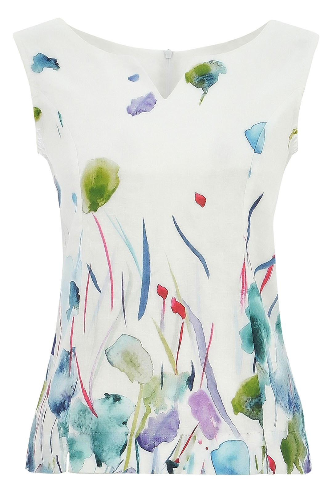 Dolcezza 25780 Misty Blossom Print White Sleeveless Cami Top - Rouge Boutique