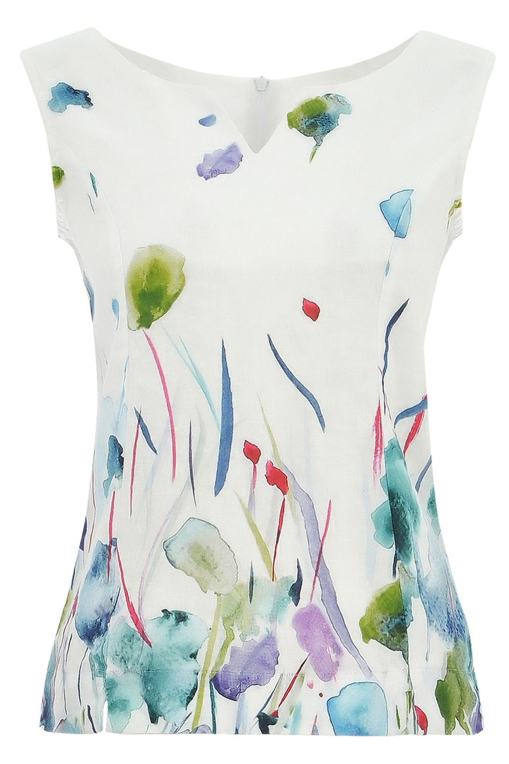 Dolcezza 25780 Misty Blossom Print White Sleeveless Cami Top - Rouge Boutique