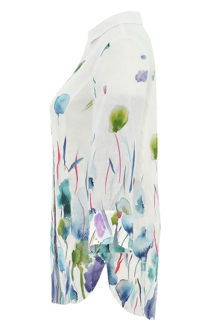 Dolcezza 25781 Misty Blossom Print White Shirt - Rouge Boutique