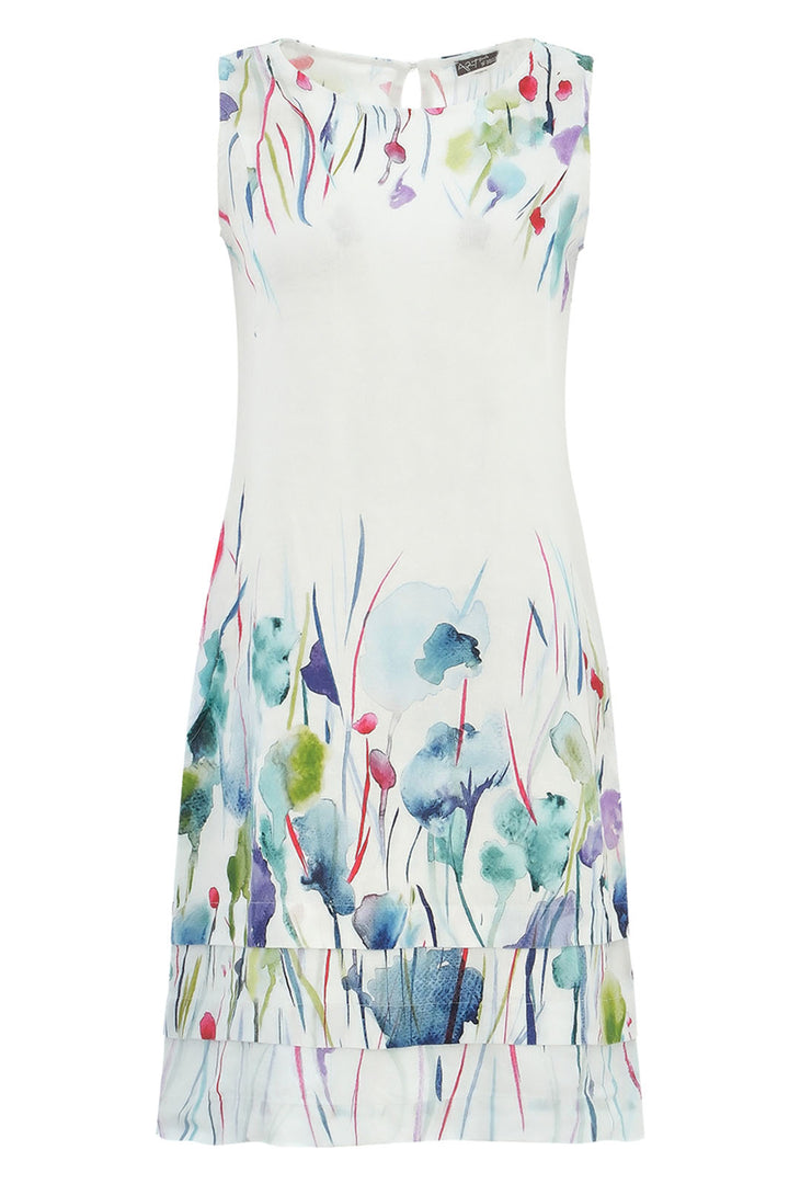 Dolcezza 25782 Misty Blossom Print White Sleeveless Dress - Rouge Boutique