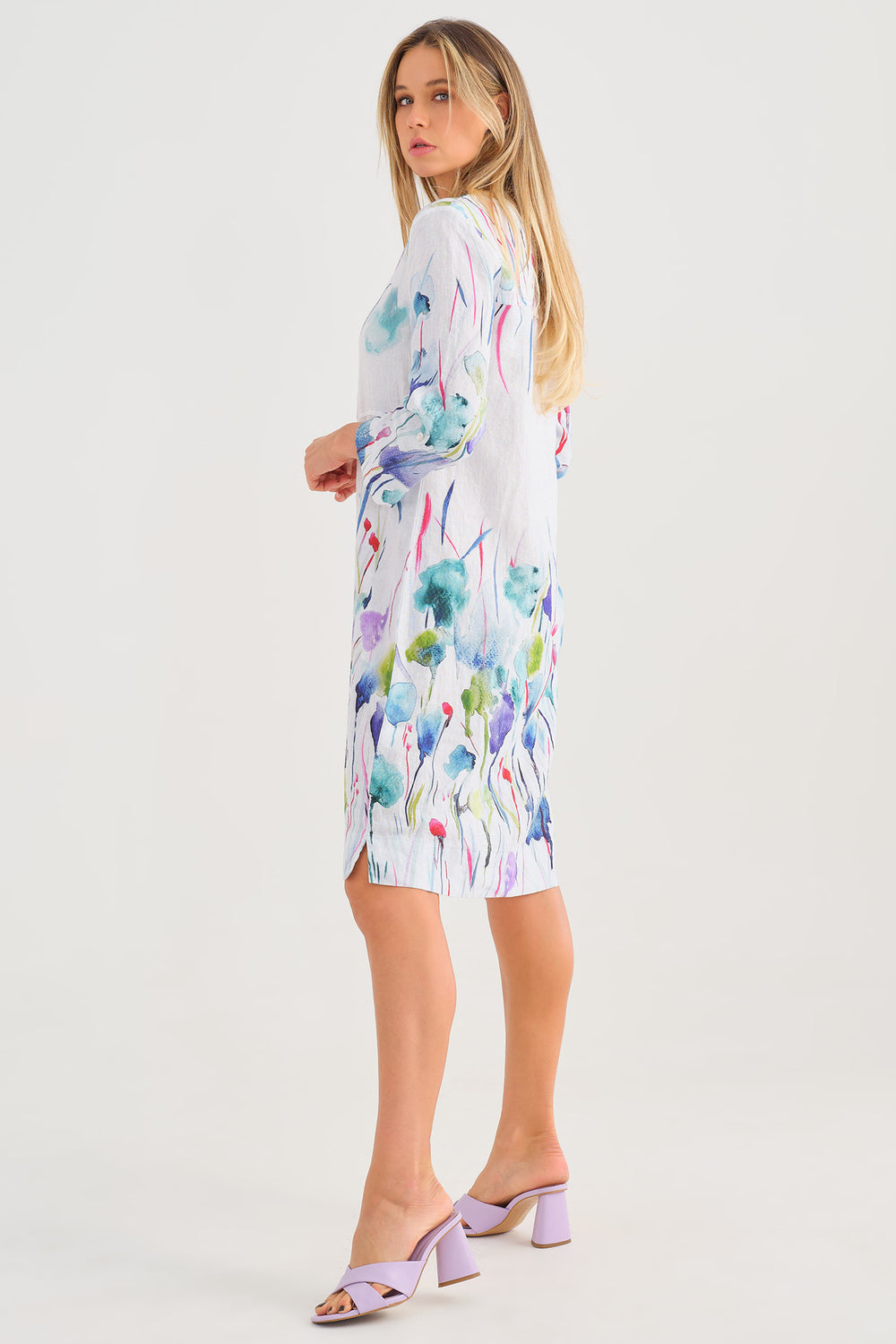 Dolcezza 25783 Misty Blossom Print White Dress - Rouge Boutique